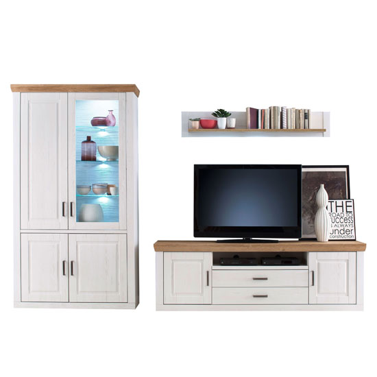 Brixen LED Living Room Set In Oak And White With Display Cabinet_2