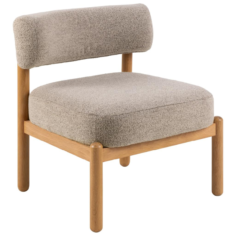 Brixton Fabric Lounge Chair With Wooden Frame In Beige