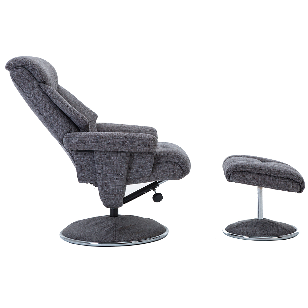 Brixton Fabric Recliner Chair With Stool In Lisbon Grey