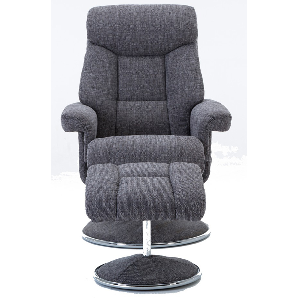 Brixton Fabric Recliner Chair With Stool In Lisbon Grey