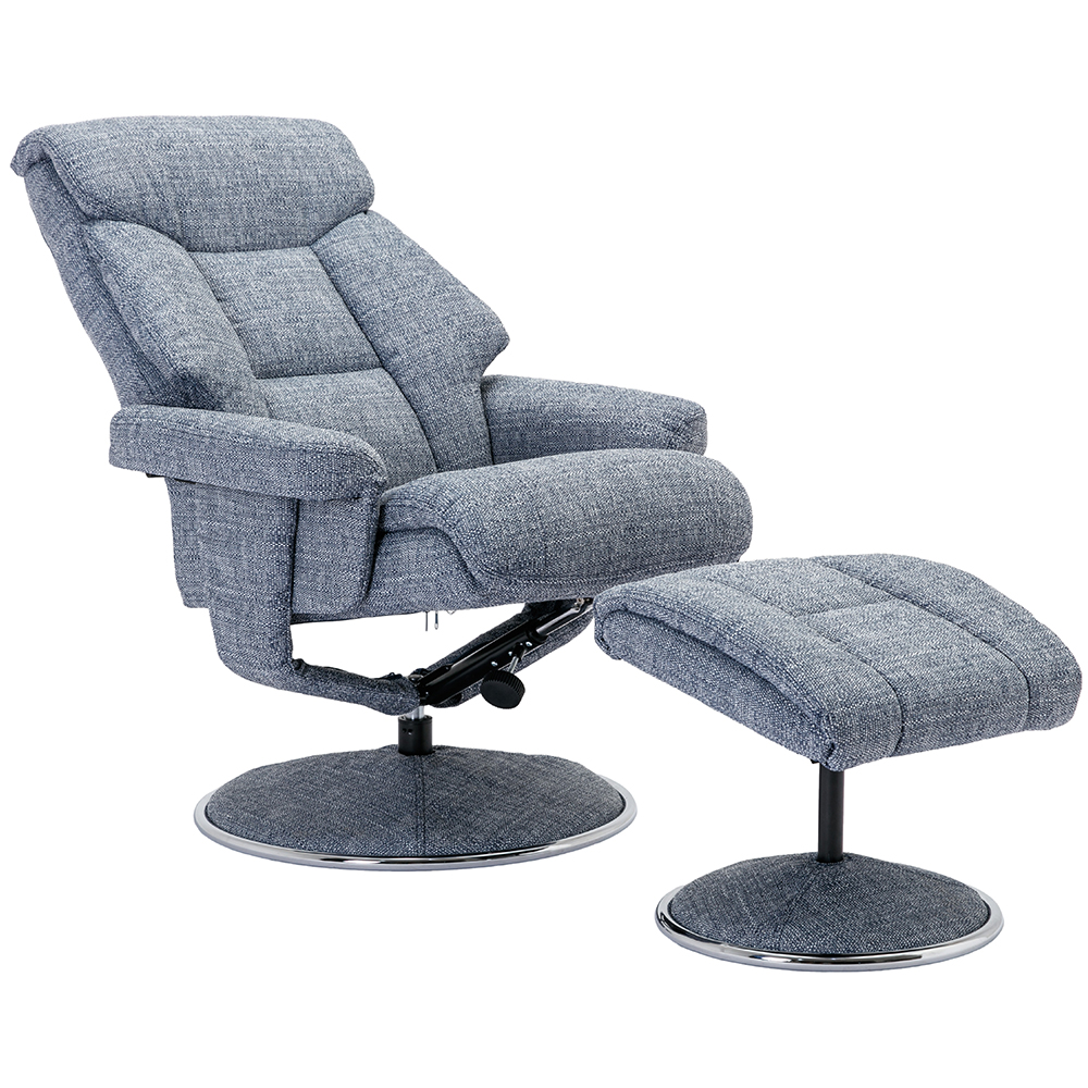 Brixton Fabric Recliner Chair With Stool In Lisbon Marine
