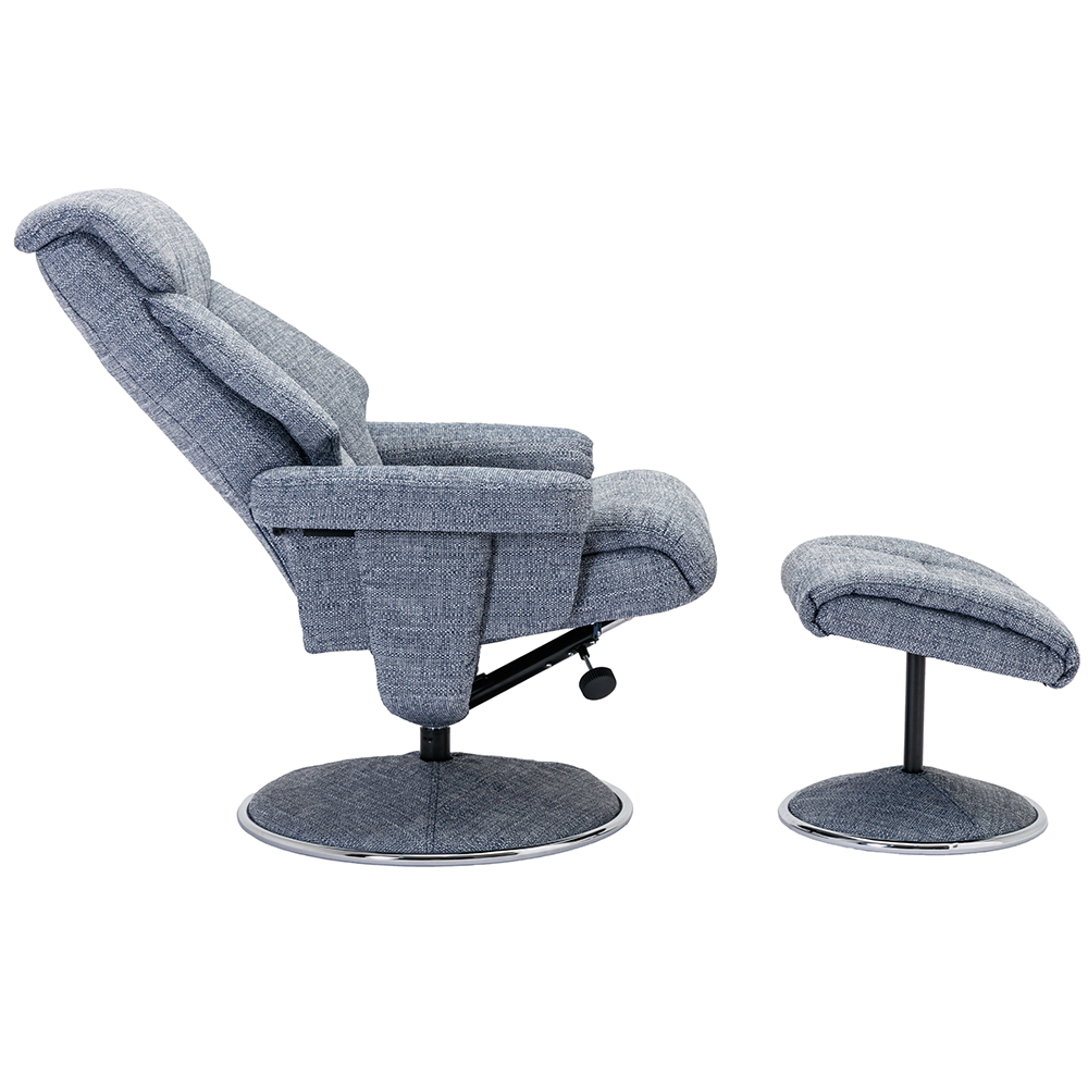 Brixton Fabric Recliner Chair With Stool In Lisbon Marine