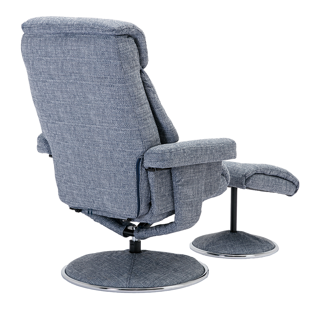 Brixton Fabric Recliner Chair With Stool In Lisbon Marine