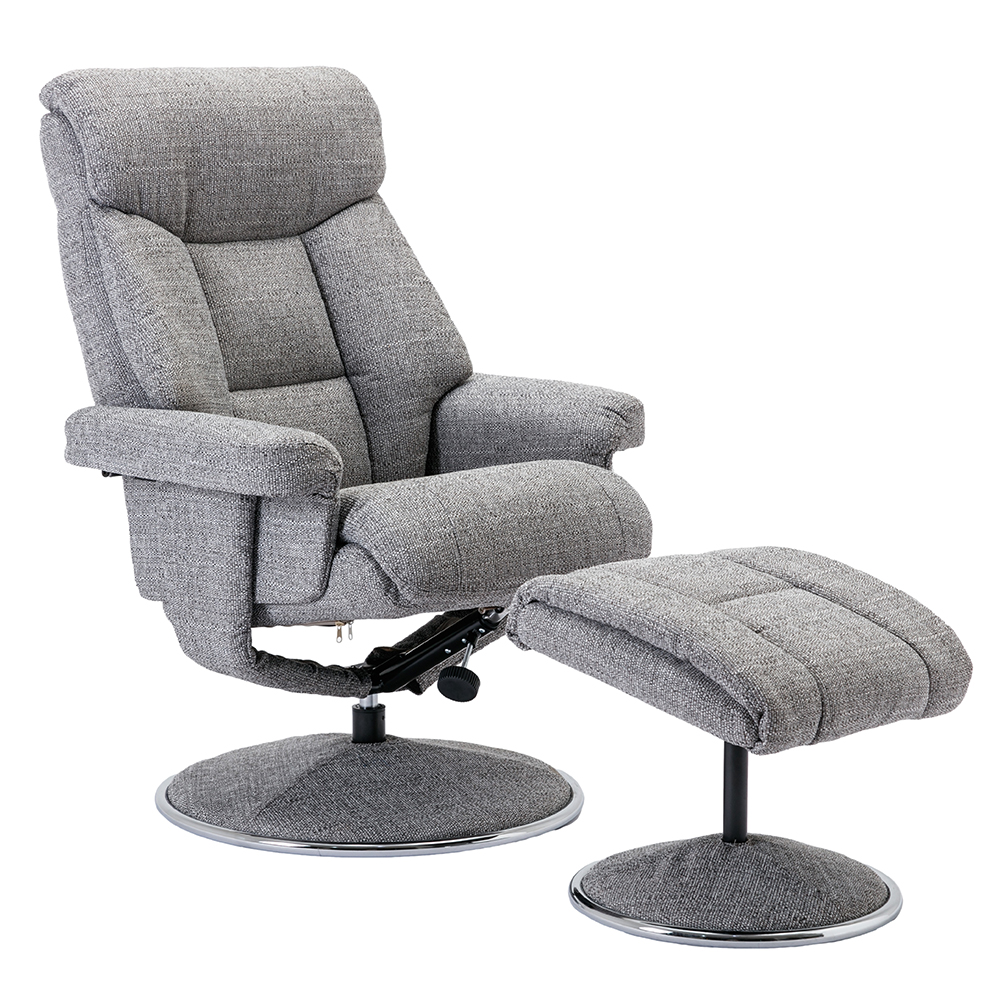 Brixton Fabric Recliner Chair With Stool In Lisbon Rock