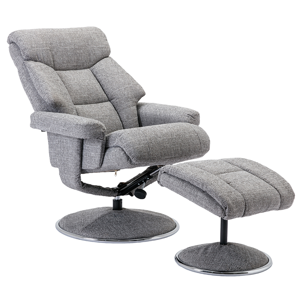 Brixton Fabric Recliner Chair With Stool In Lisbon Rock