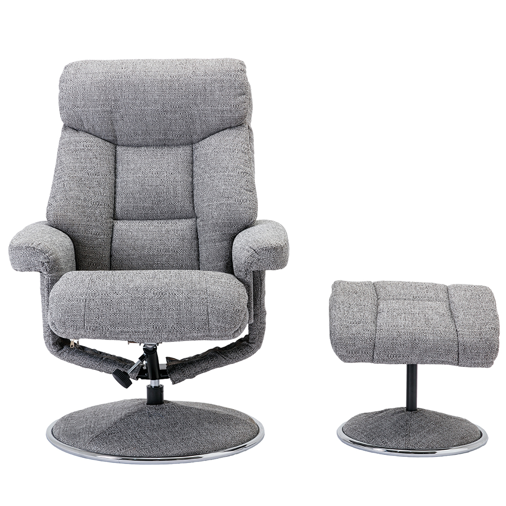 Brixton Fabric Recliner Chair With Stool In Lisbon Rock