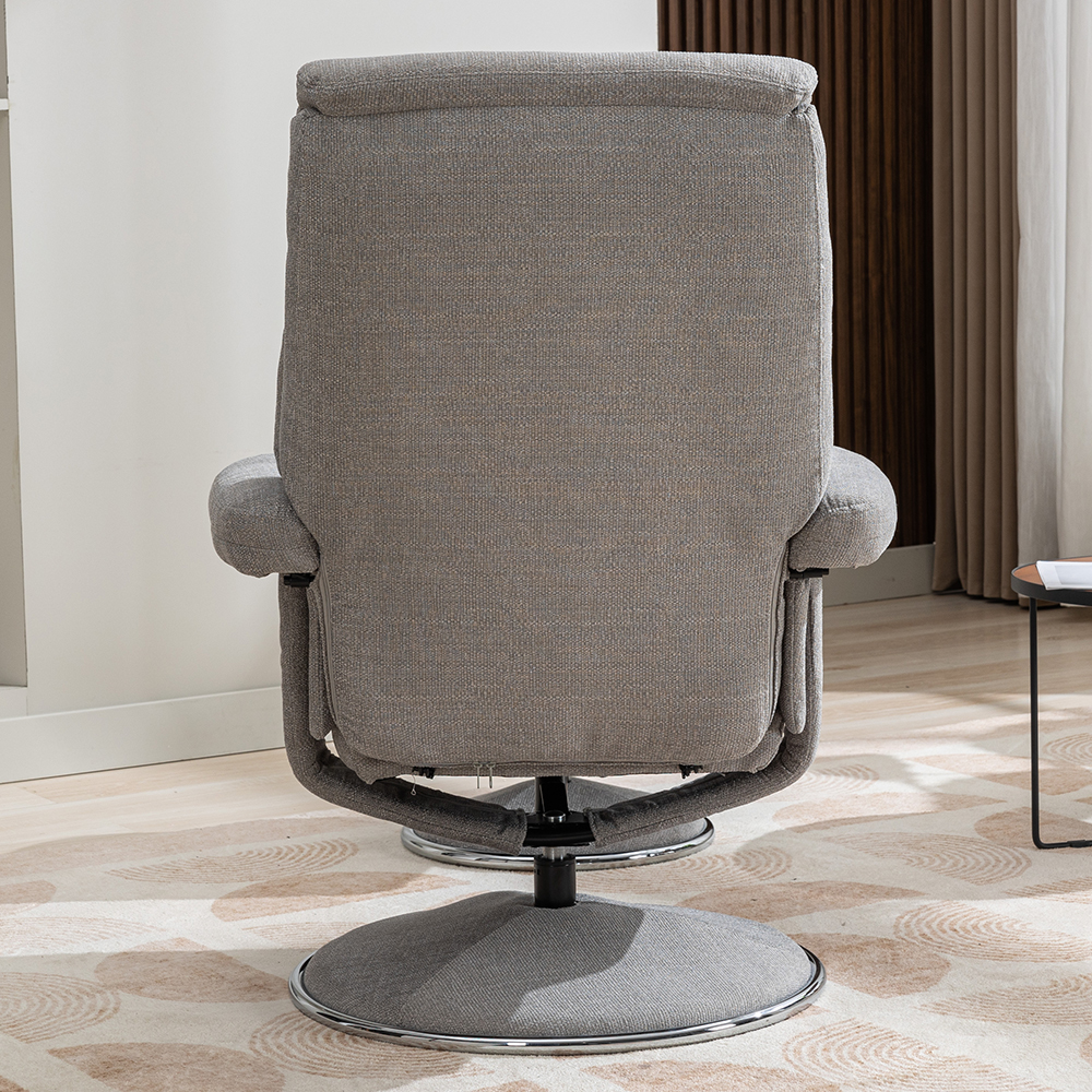 Brixton Fabric Recliner Chair With Stool In Lisbon Silver
