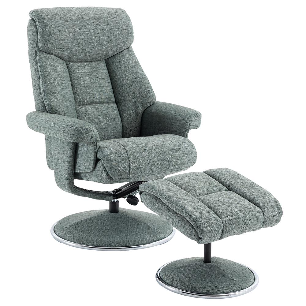 Brixton Fabric Recliner Chair With Stool In Lisbon Teal