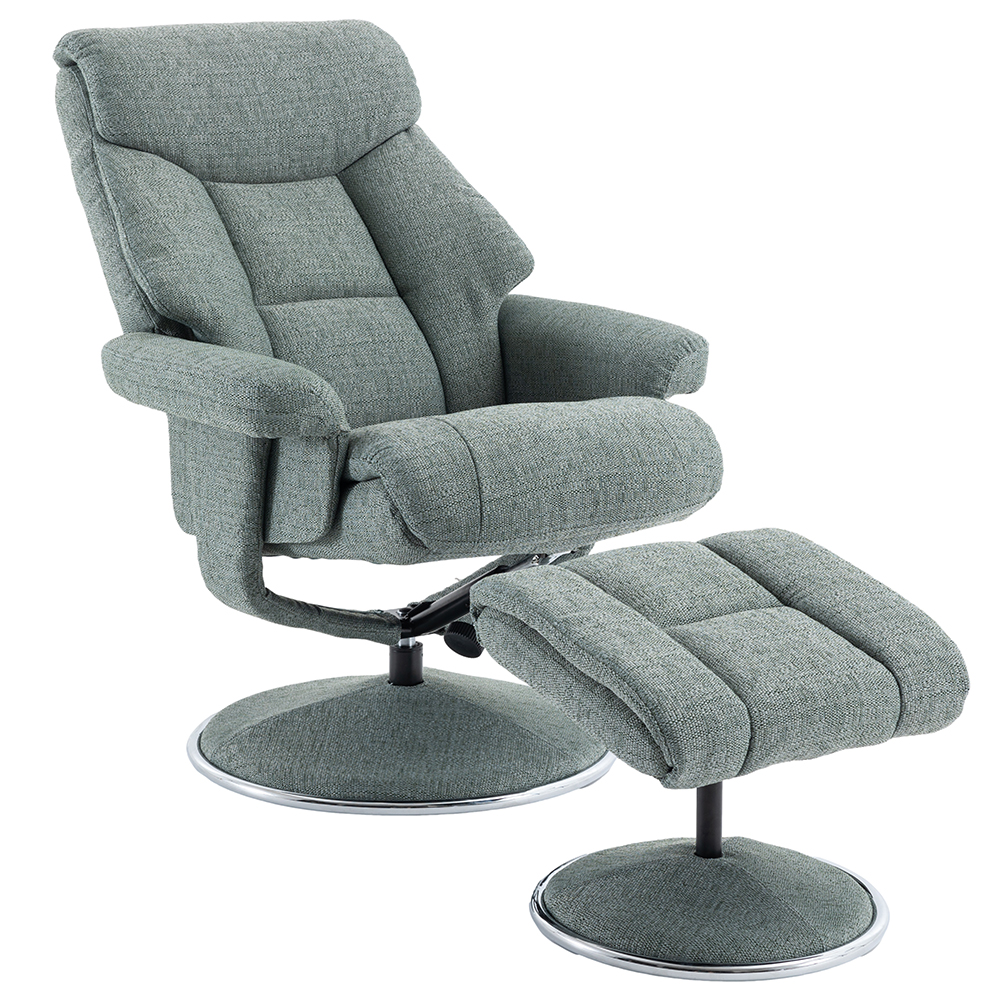 Brixton Fabric Recliner Chair With Stool In Lisbon Teal