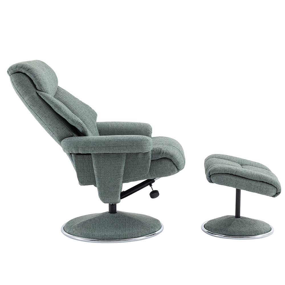 Brixton Fabric Recliner Chair With Stool In Lisbon Teal