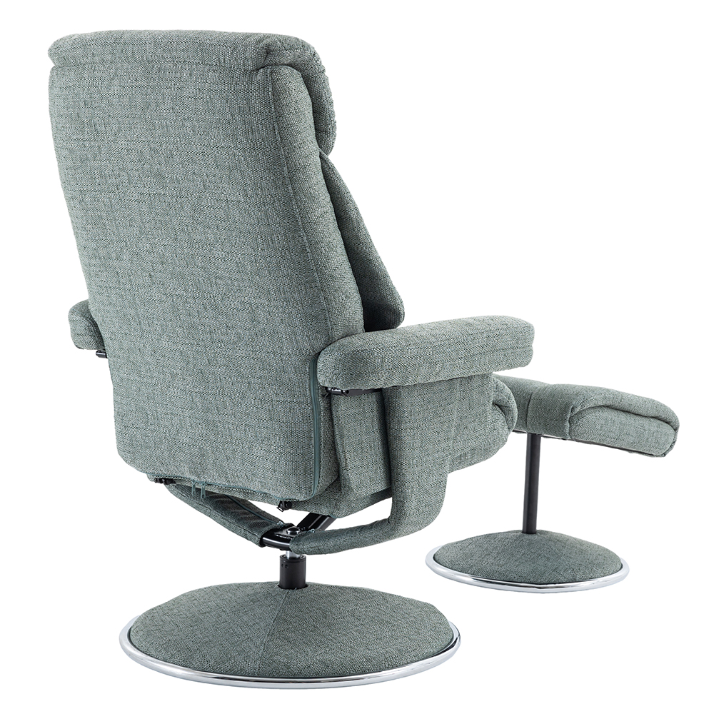 Brixton Fabric Recliner Chair With Stool In Lisbon Teal