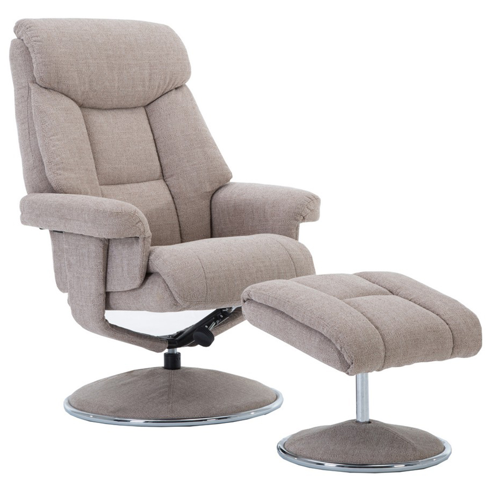Brixton Fabric Recliner Chair With Stool In Lisbon Wheat