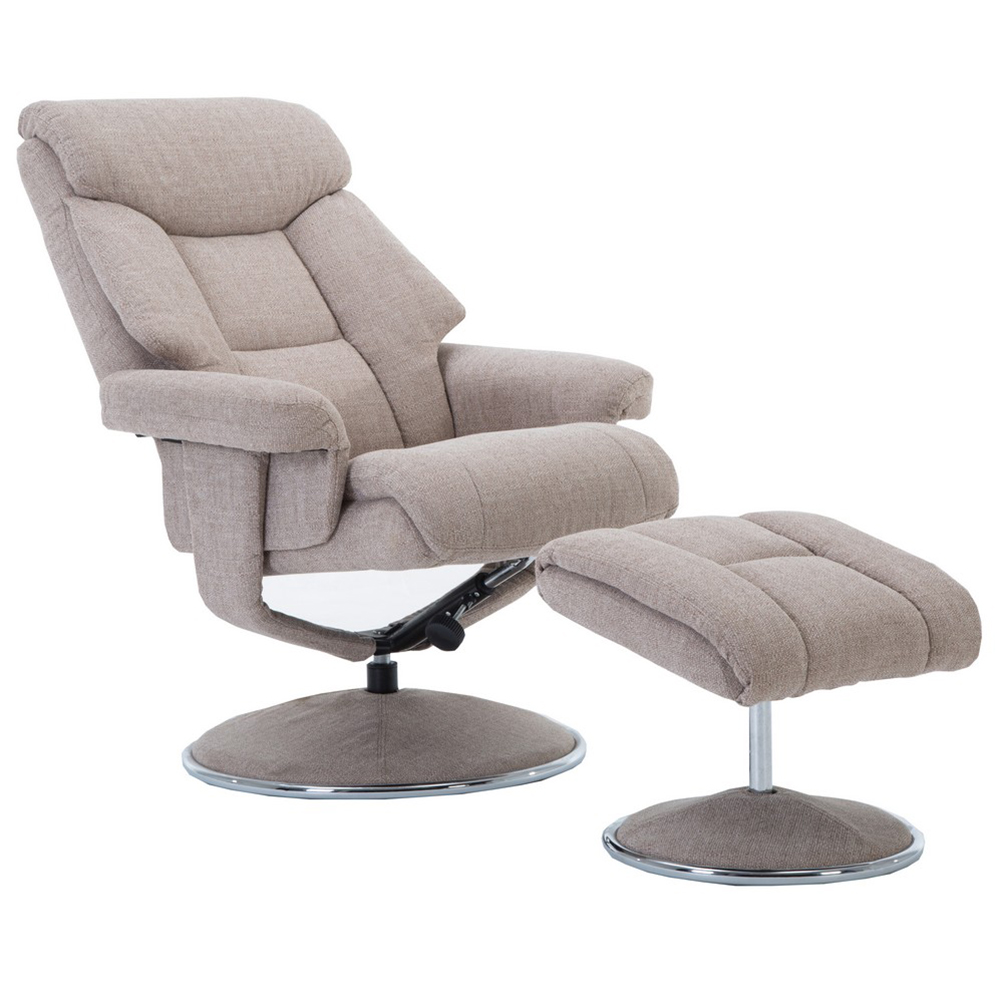 Brixton Fabric Recliner Chair With Stool In Lisbon Wheat