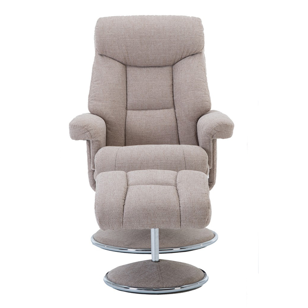 Brixton Fabric Recliner Chair With Stool In Lisbon Wheat