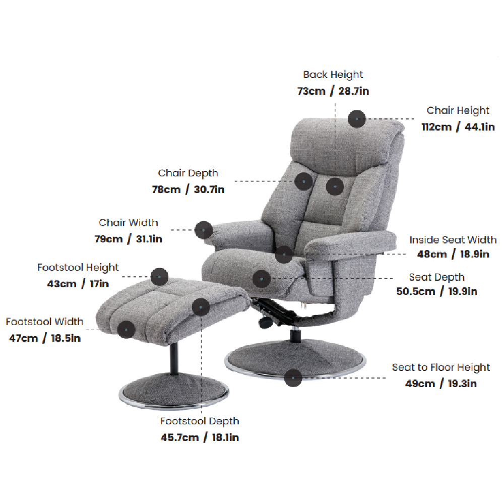 Brixton Fabric Recliner Chair With Stool In Lisbon Wheat