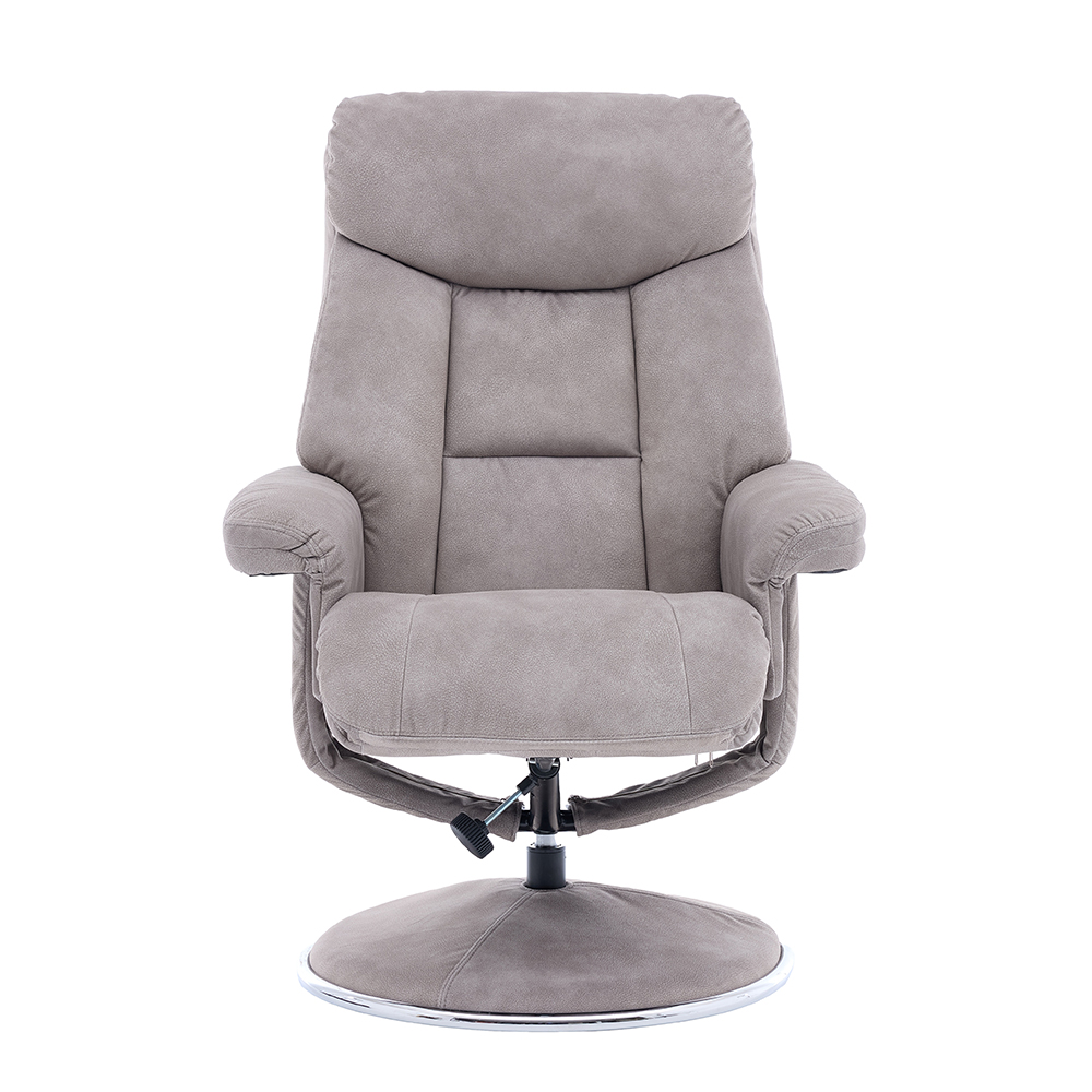 Brixton Fabric Swivel Recliner Chair with Footstool in Almond