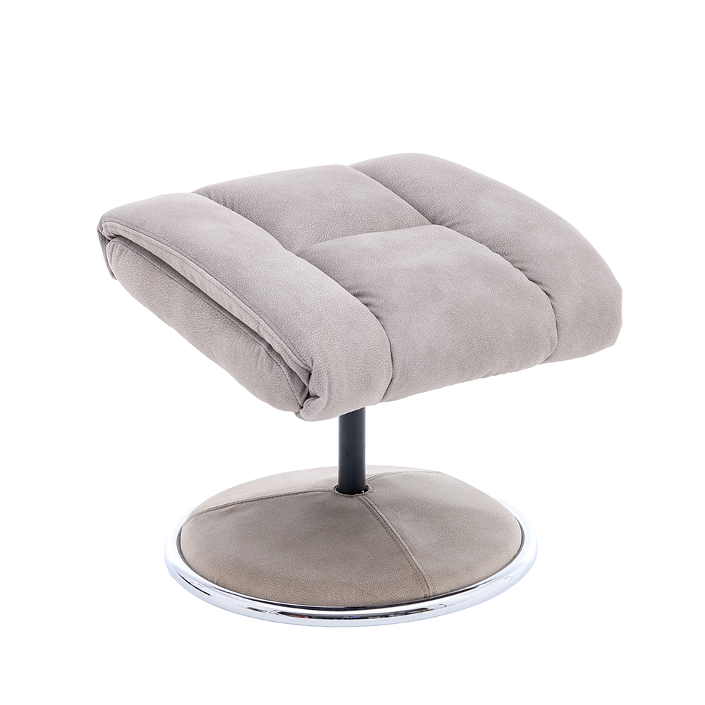 Brixton Fabric Swivel Recliner Chair with Footstool in Almond