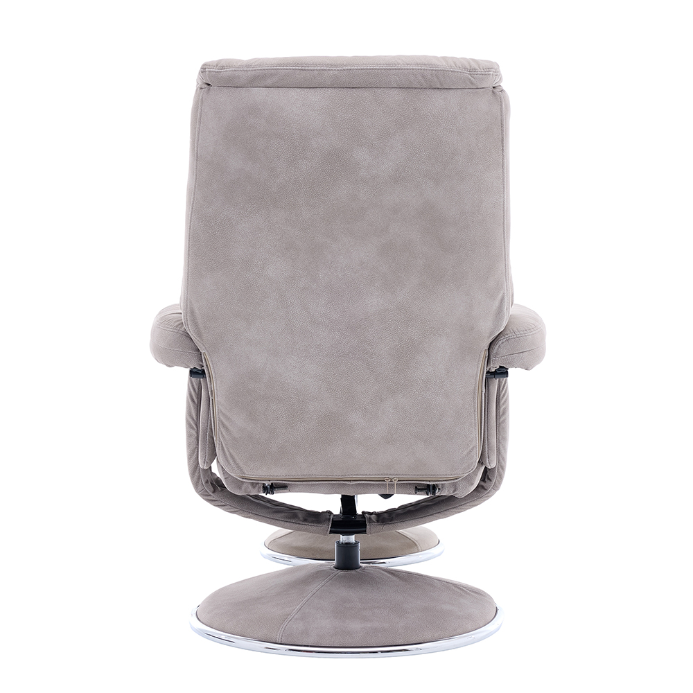 Brixton Fabric Swivel Recliner Chair with Footstool in Almond