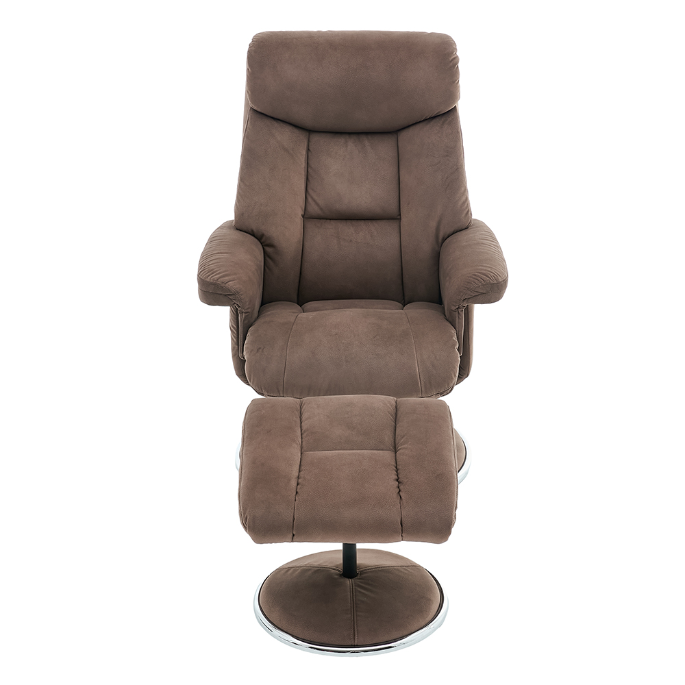 Brixton Fabric Swivel Recliner Chair with Footstool in Fawn