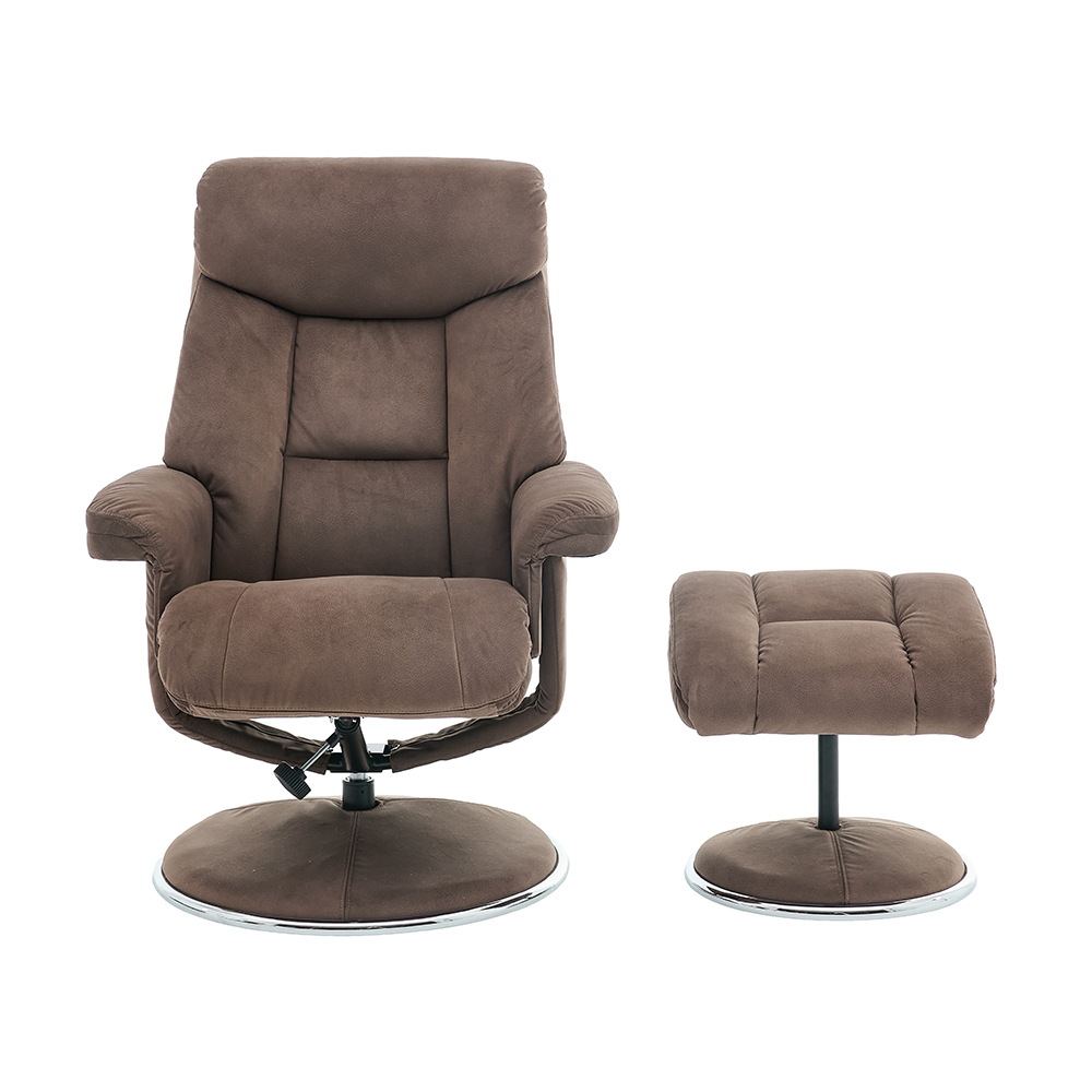 Brixton Fabric Swivel Recliner Chair with Footstool in Fawn