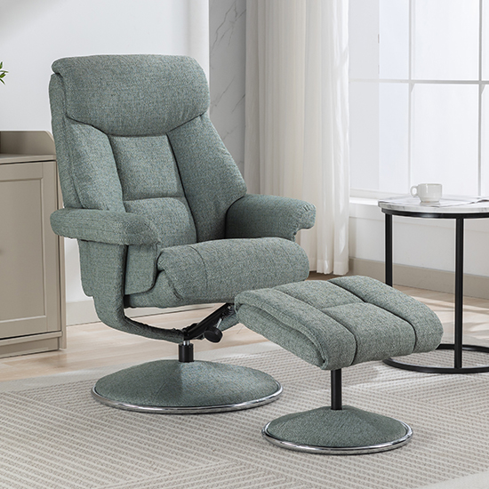 Read more about Brixton fabric swivel recliner chair and stool in lisbon teal