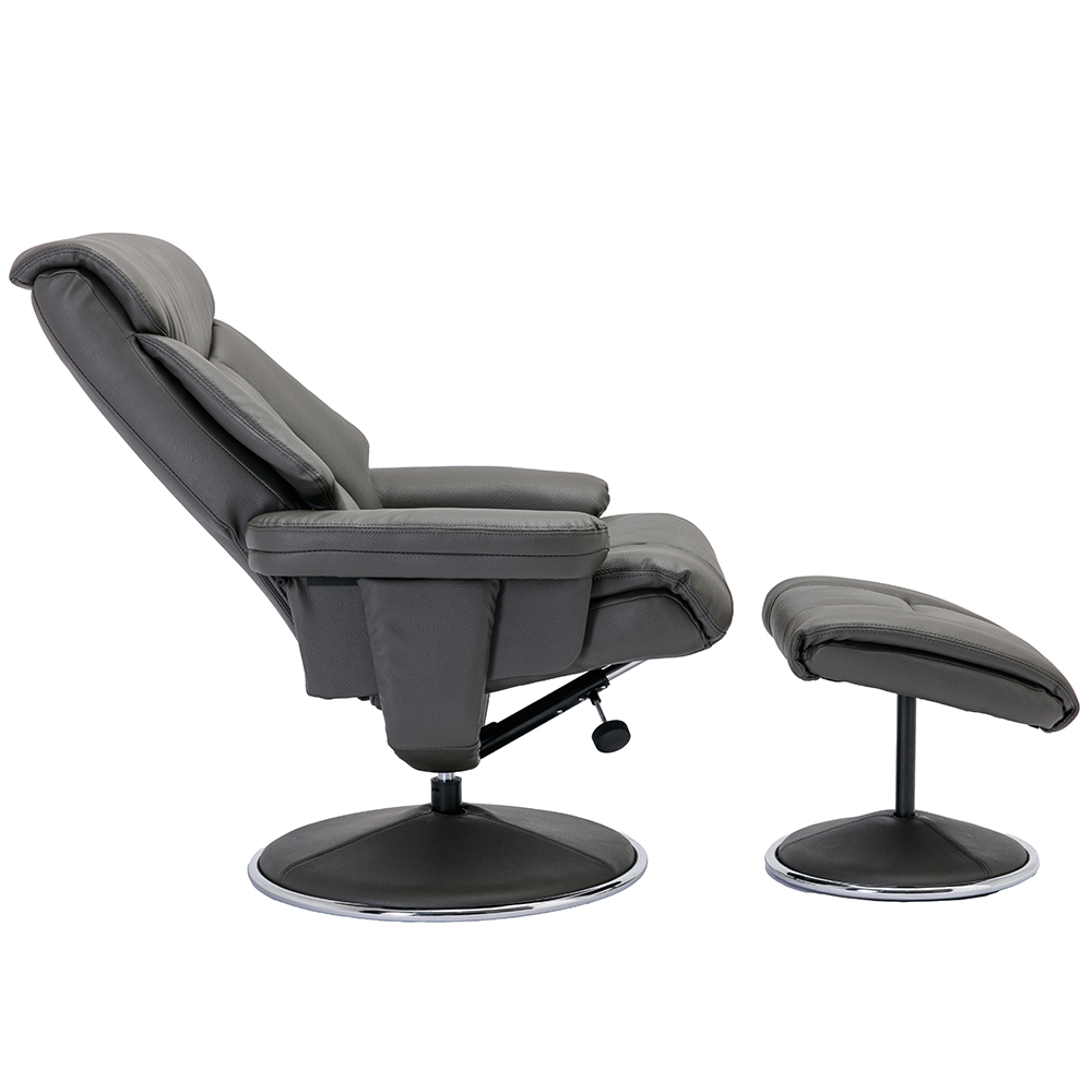 Brixton Faux Leather Recliner Chair With Stool In Chinder
