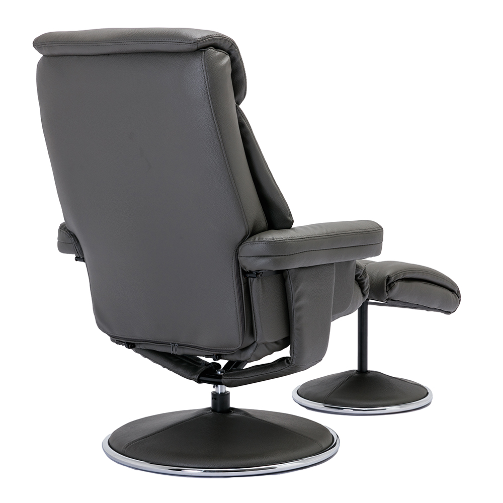 Brixton Faux Leather Recliner Chair With Stool In Chinder