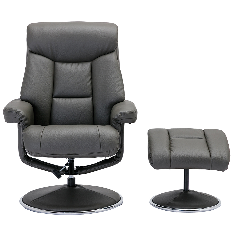 Brixton Faux Leather Recliner Chair With Stool In Chinder