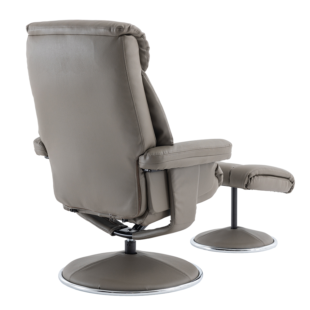 Brixton Faux Leather Recliner Chair With Stool In Grey