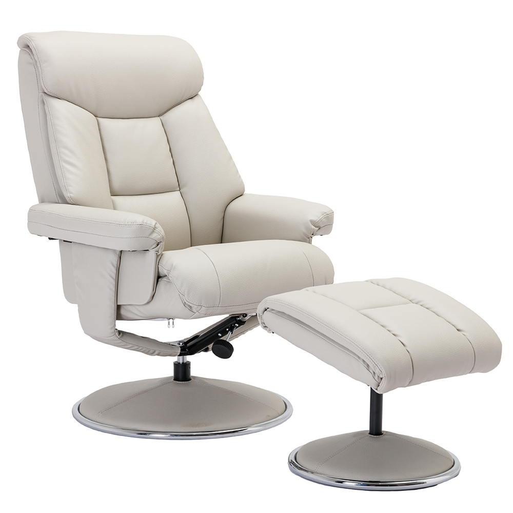 Brixton Faux Leather Recliner Chair With Stool In Mushroom