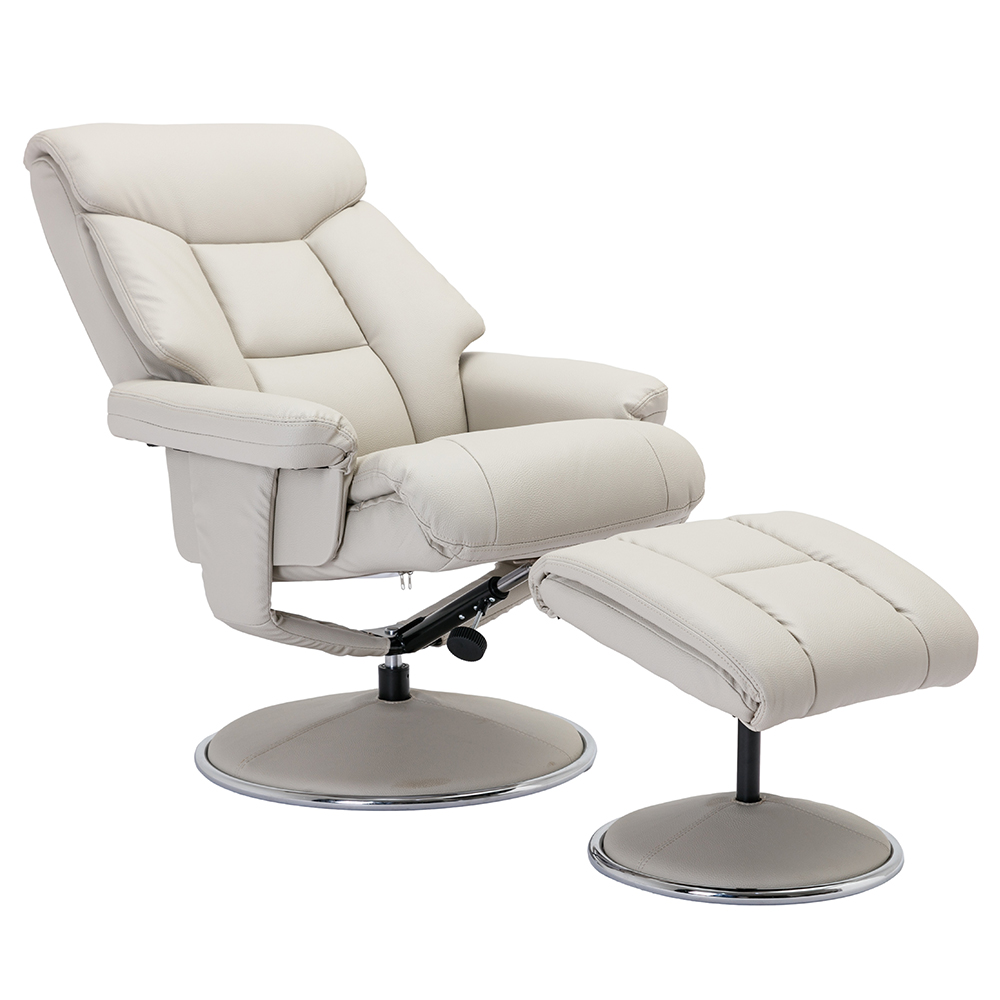 Brixton Faux Leather Recliner Chair With Stool In Mushroom