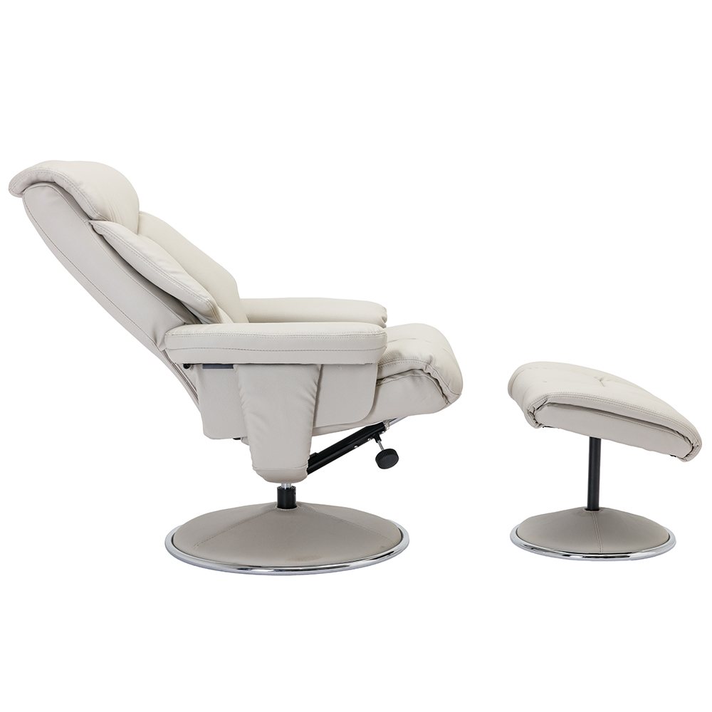 Brixton Faux Leather Recliner Chair With Stool In Mushroom