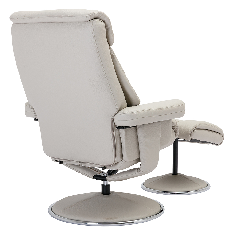 Brixton Faux Leather Recliner Chair With Stool In Mushroom
