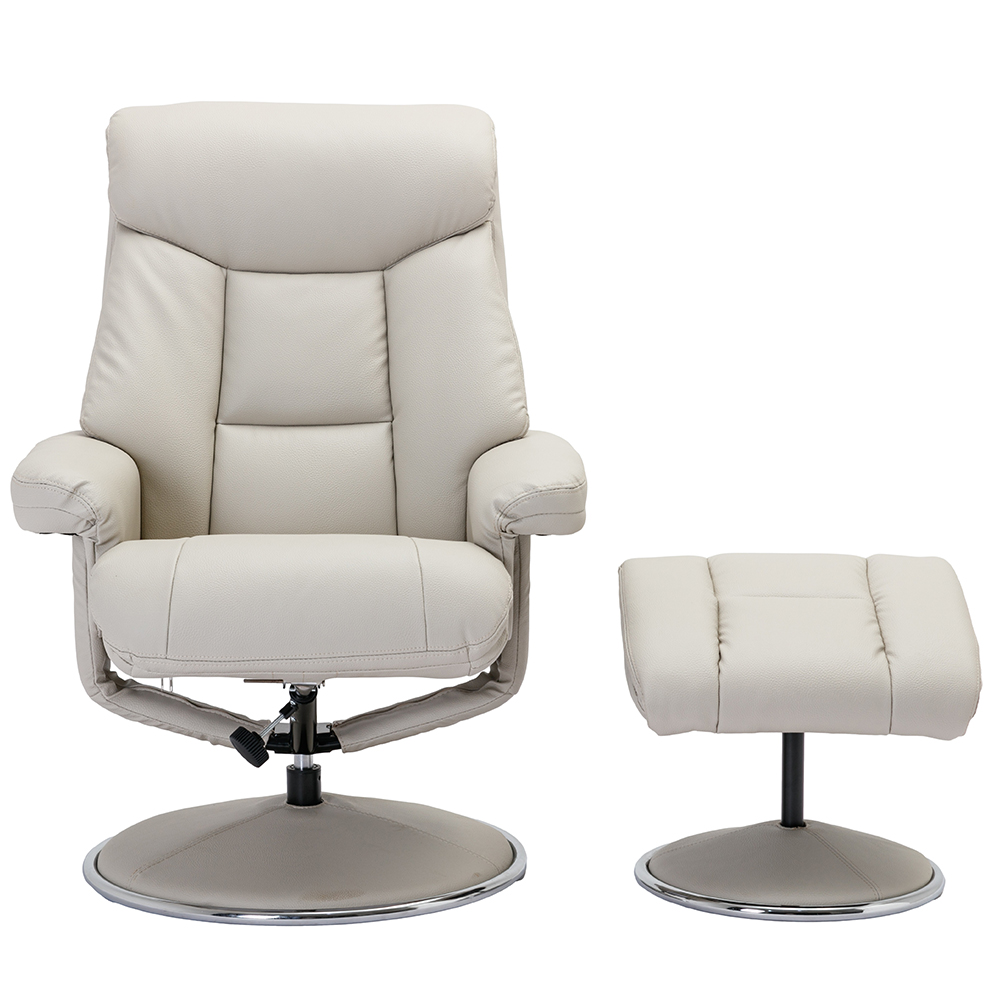 Brixton Faux Leather Recliner Chair With Stool In Mushroom