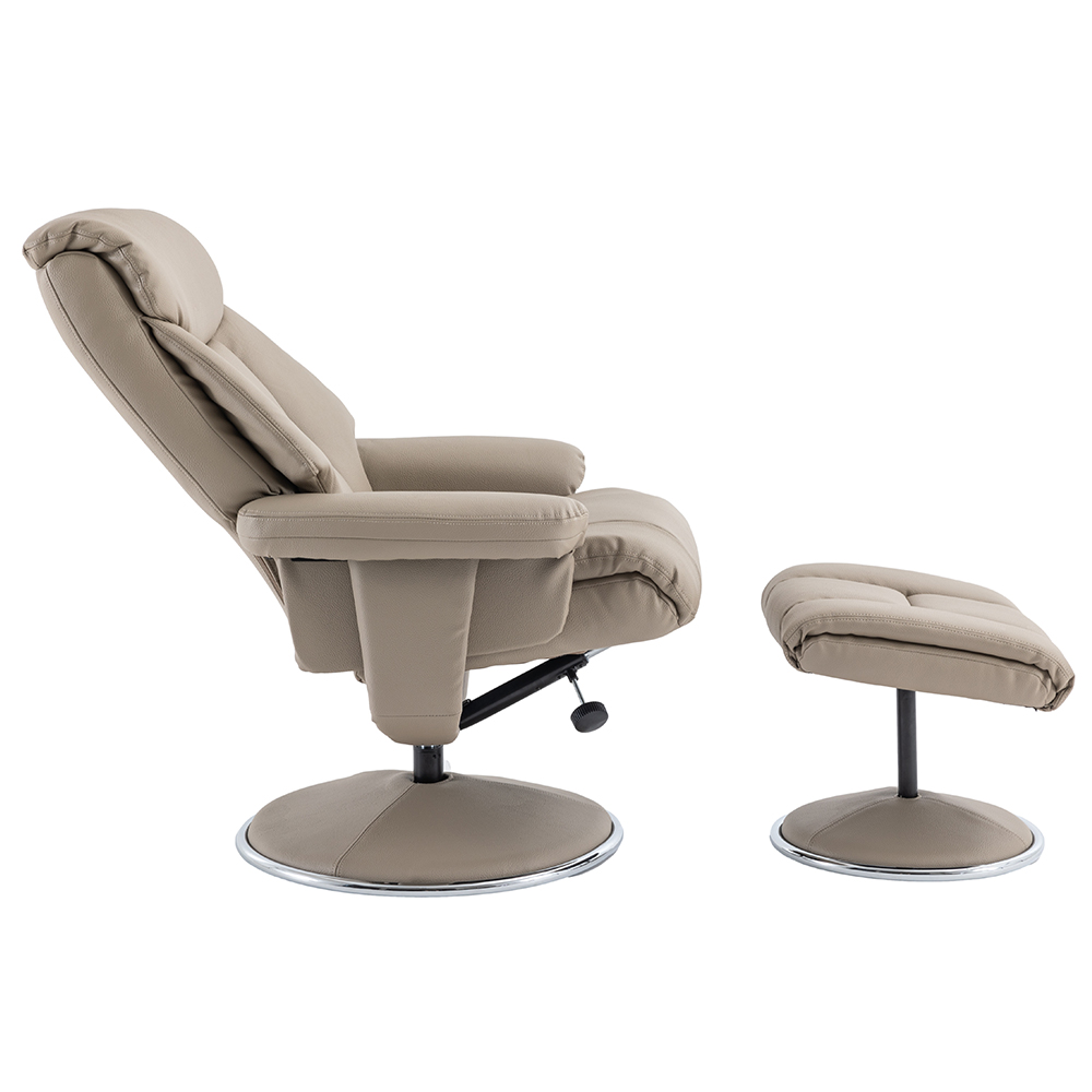 Brixton Faux Leather Recliner Chair With Stool In Pebble