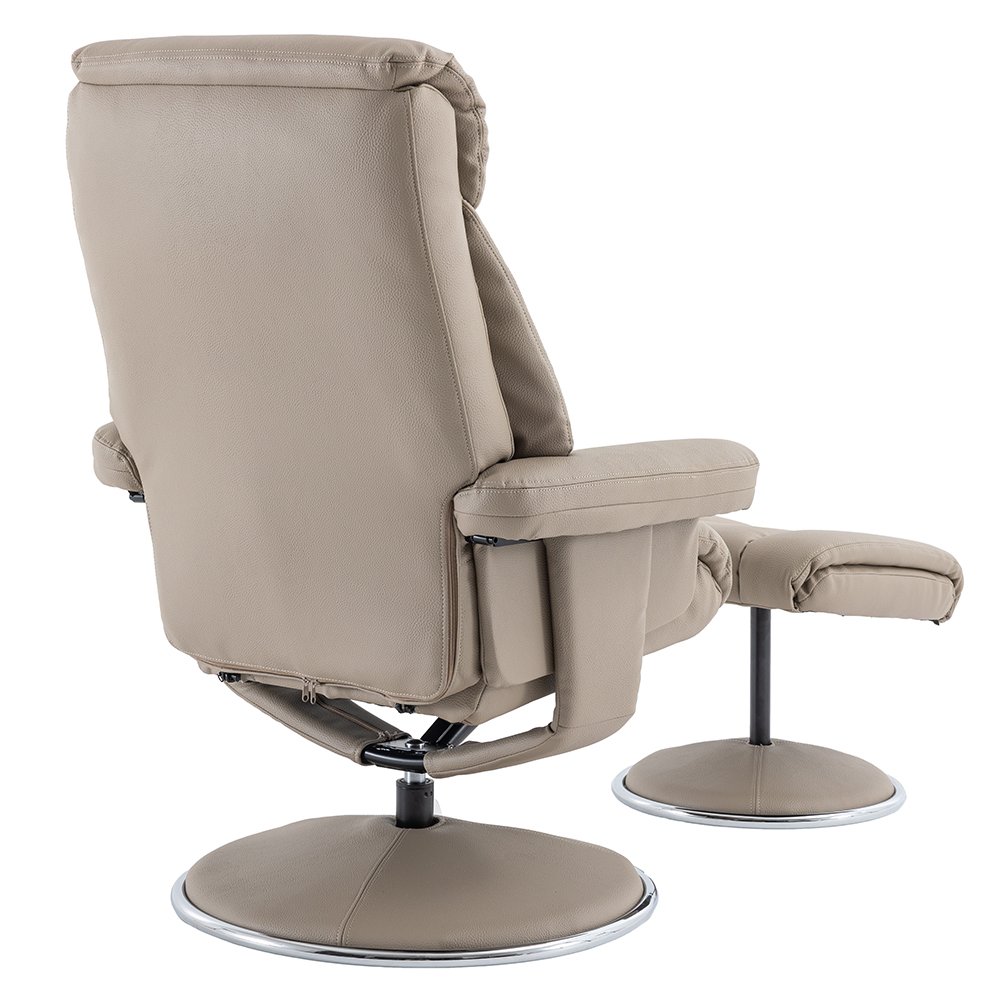 Brixton Faux Leather Recliner Chair With Stool In Pebble