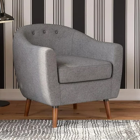 Read more about Brixton linen fabric bedroom chair in grey with solid wood legs