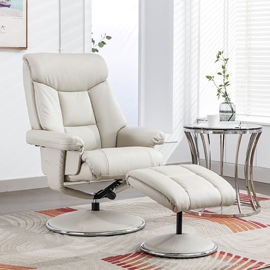 Read more about Brixton plush swivel recliner chair and stool in mushroom