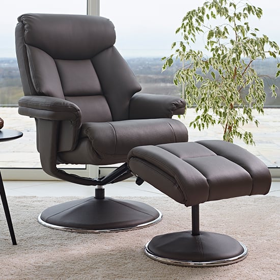 Read more about Brixton plush swivel recliner chair with footstool in charcoal