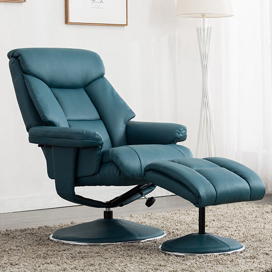 Brixton Plush Swivel Recliner Chair With Footstool In Lagoon_2