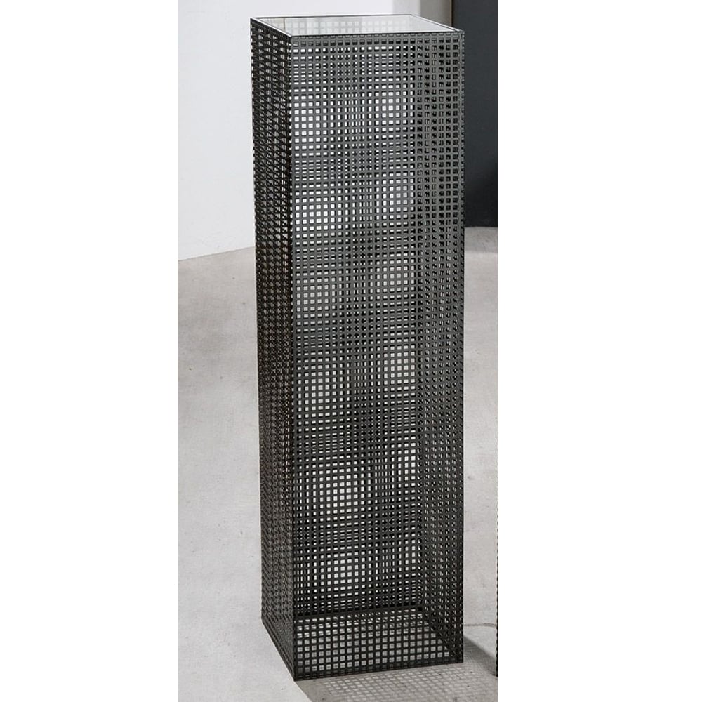 Brockton Large Glass Metal Decorative Pillar In Black