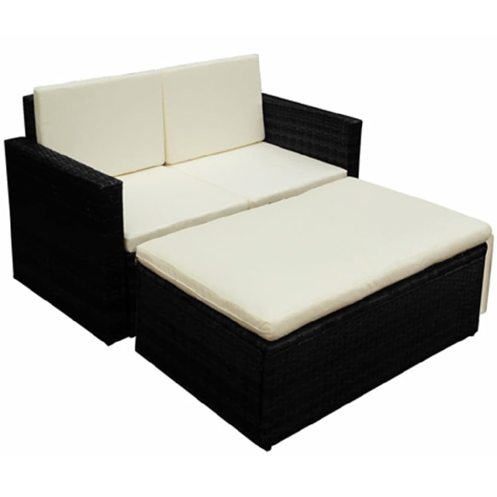 Product photograph of Brockton Rattan Garden Lounger Set With Cushions In Cream Black from Furniture in Fashion