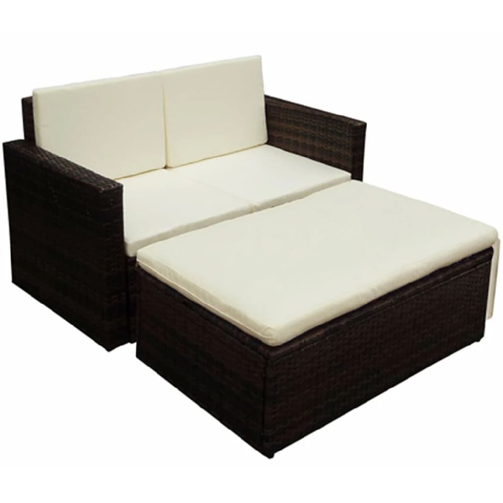 Product photograph of Brockton Rattan Garden Lounger Set With Cushions In Cream Brown from Furniture in Fashion
