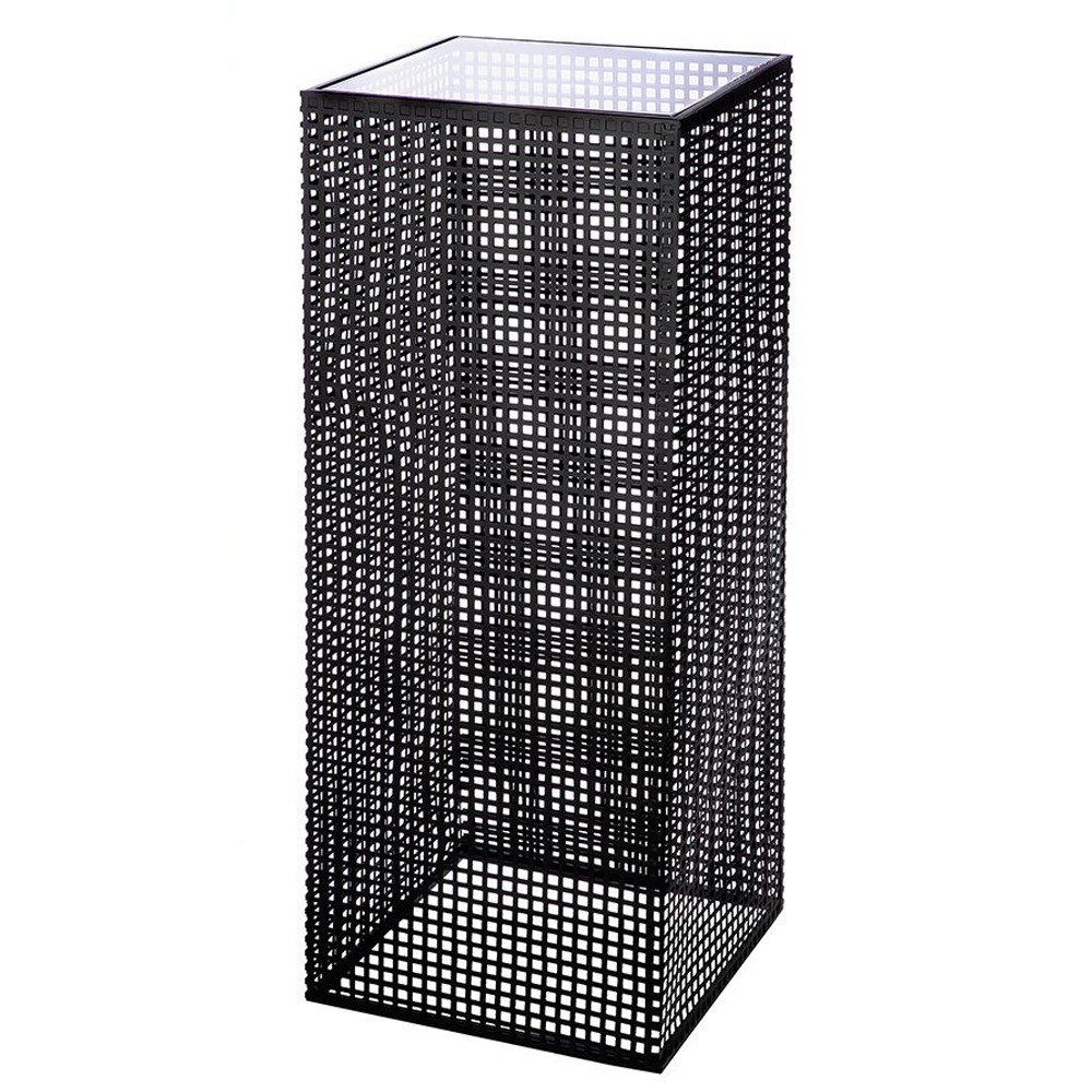 Brockton Small Glass Metal Decorative Pillar In Black