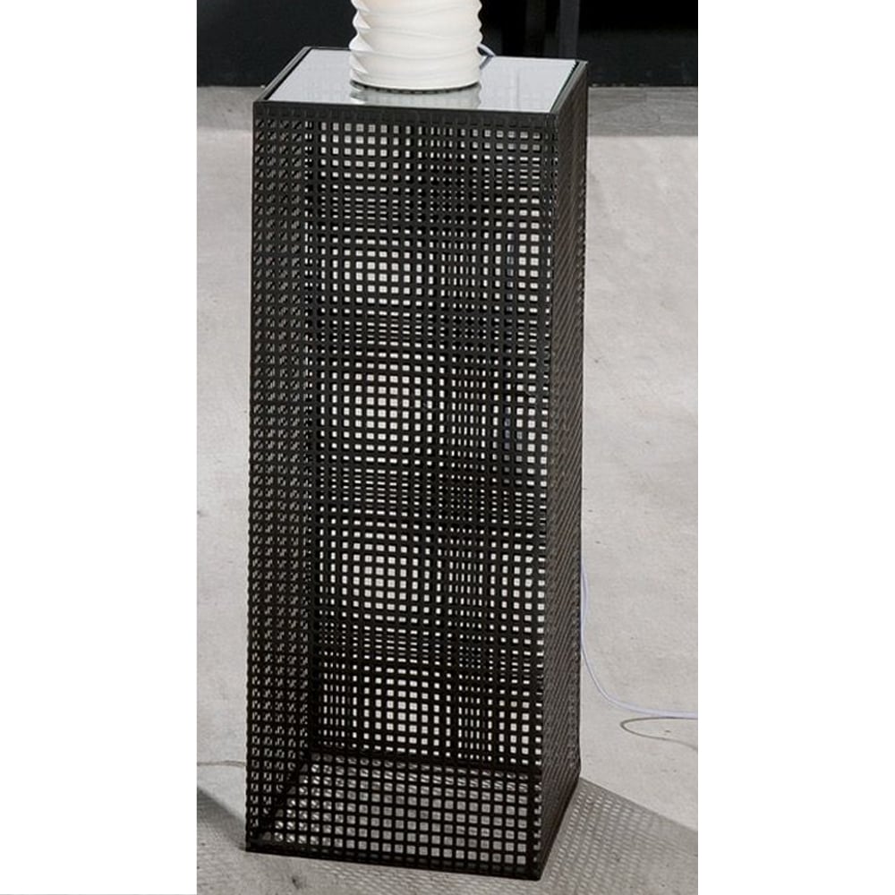 Brockton Small Glass Metal Decorative Pillar In Black