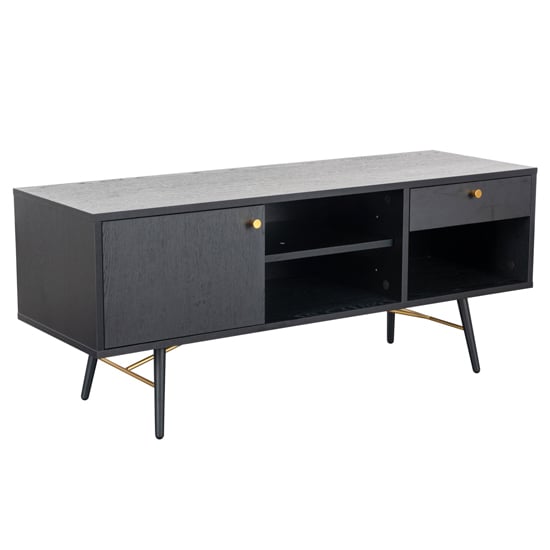 Read more about Brogan small wooden tv stand in black and copper