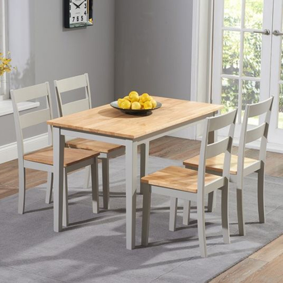 Ankila 115cm Wooden Dining Table With 4 Chairs In Oak And Grey