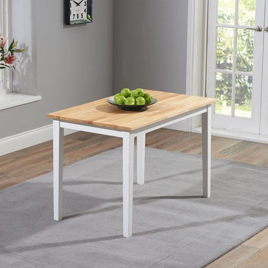 Ankila 115cm Wooden Dining Table With 4 Chairs In Oak And White_2