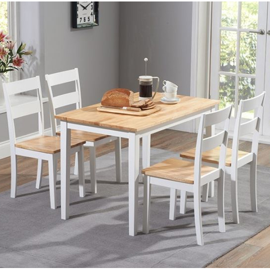 Ankila 115cm Wooden Dining Table With 4 Chairs In Oak And White_1