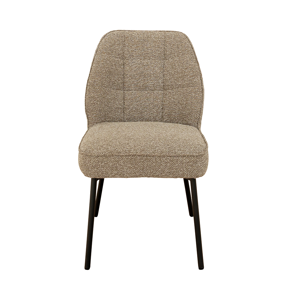 Bromley Mocha Chenille Fabric Dining Chairs with Black Metal Legs in Pair